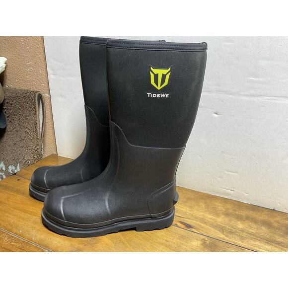 TideWe Men’s Black Waterproof Work Hunting Warm 6mm Neoprene Mud/Muck Boot SZ 7 - Picture 2 of 11
